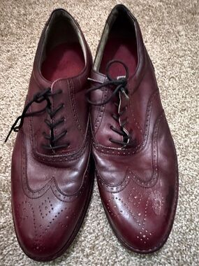 Men's Burgundy Leather Wingtip Dress Shoes